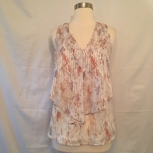 WHBM Shadow Stripe Shell Metallic Layered Tank XS - Picture 5 of 8